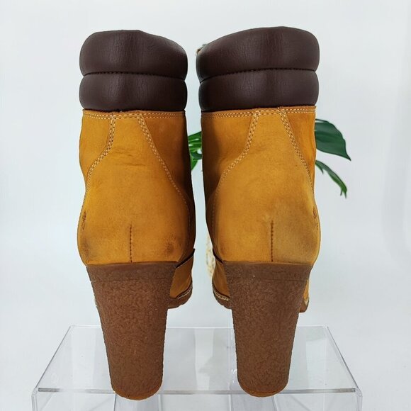 Timberland Women's Wheat Nubuck Leather Ankle Boot Size 9.5 - Picture 3 of 11